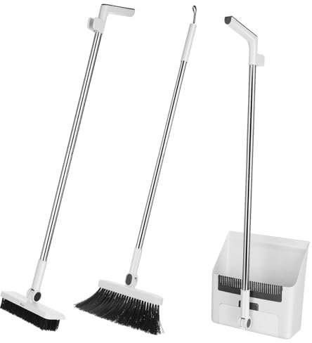 Gatuida Escoba y Recogedor Plegable Mango Dientes Retráctiles para Interiores y Exteriores