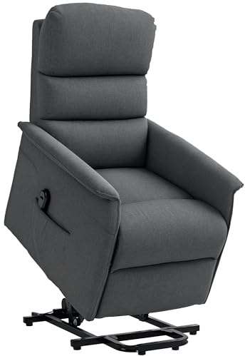 HOMCOM Power Lift Recliner Chair for Elderly Fabric with Footrest Dark Grey
