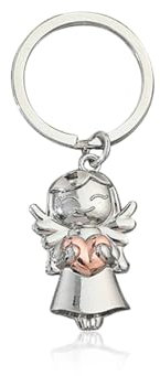 RAMGLYO Porte Clé Ange Gardien Porte Bonheur, Ange avec Cœurs pour Examens ou Voiture, Idéal comme Cadeau pour Femmes, Amies, Collègues (Or Rose)