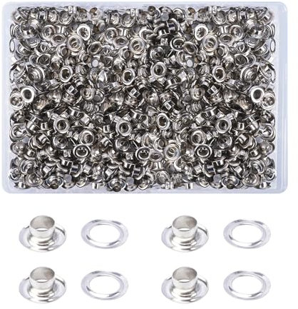 HO2NLE 500 Sets 6mm Kit Herramienta Ojetes Plata Ojales de Metal para Lonas, Cortinas, Toldos, Zapatos, Bolsas