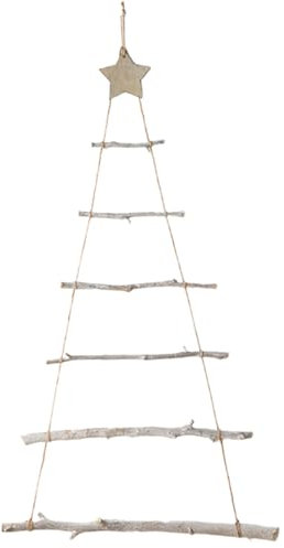 Albero di Natale muro, albero di Natale in legno da 32x22 pollici con la scala e stella del ramoscello, decorazione del muro di Natale per esposizione ornamento di natale, decalcomania da parete dell