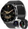 JUBUNRER Smartwatch Damen Herren Telefonfunktion 1,34 HD Touchscreen Fitnessuhr Rund Wasserdicht Schrittzähler Pulsmesser Schlaftracker Menstruationszyklus Geschenke- Android IOS [3 Armbänder]