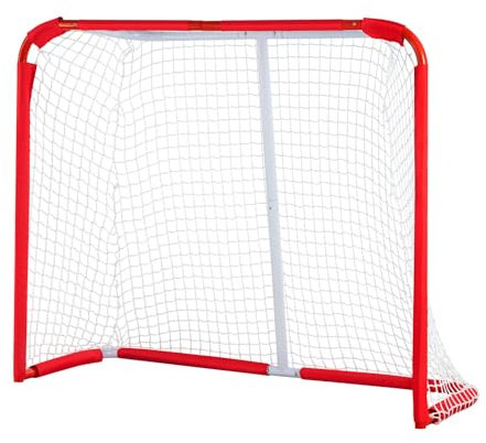 VEVOR Rete di Hockey per Strada, Porta da Hockey in Acciaio Interni Esterni, per Ragazzi Street, Roller per Bambini Allenamento, Set di Porte da per Hockey Junior, 137x112 cm, Bianco e Rosso