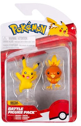 Pokémon Battle Figuren Pack: Pikachu und Flemmli, 2 detaillierte Figuren