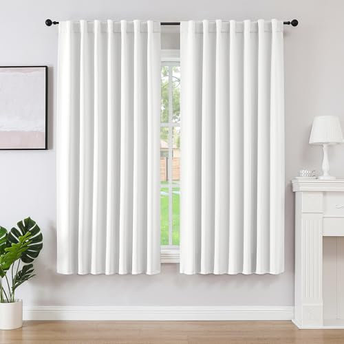 Joydeco Vorhänge mit Verdeckten Schlaufen 2er Set,H 245 x B 140 Bleiche Verdunkelung Blickdicht Lang Vorhang lärmschutz Stangendurchzug Gardinen Blackout Curtains Schlafzimmer Wohnzimmer