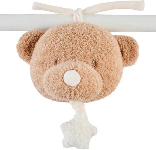 Nattou Aktiv-Kuscheltier aus Polyester, Mit Musik, Bär, Zum Aufhängen, Ca. 16 cm, Teddy, Hellbraun