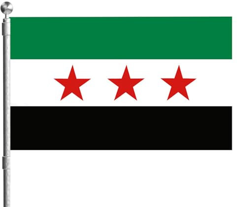 Syrische Flagge, Syrien -Flagge mit Grommet 59x35in Digitaldruck Doppelgenähter syrischer Flag