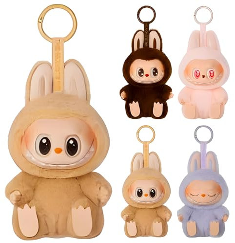 Axinyijia Labubu Plüsch Keychain, Labubu Monster Plüschtier Figuren Sammelfiguren, Labubu Figuren Puppe Schlüsselanhänger Geschenk für Jungen Mädchen