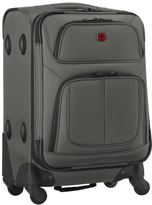 WENGER Sion Carry-On Weichschalenkoffer, Handgepäck, Trolley, 40 (45) l, Erweiterbar, Damen Herren, Reisen Urlaub, Grau, 653585