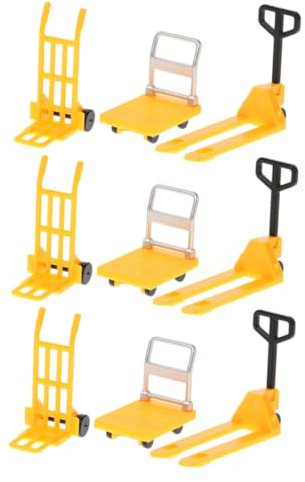 HEMOTON 3Sätze Miniatur Gabelstapler Modell Spielzeug mit Hand Riemenscheibe und Plattformwagen Leicht und Praktisch Lernspielzeug für Junge Mädchen für Geburtstage und Feiertage