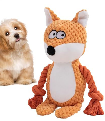 Moxeupon Kleines Hundemandtzeug, Hundespielzeug mit Squeaker,Kreative Seilpuppe für Haustier - Fuchs, Elefant, Froschformspielzeug für Aggressive Kauen, quietschende Welpe Interactive Dahes Puppe