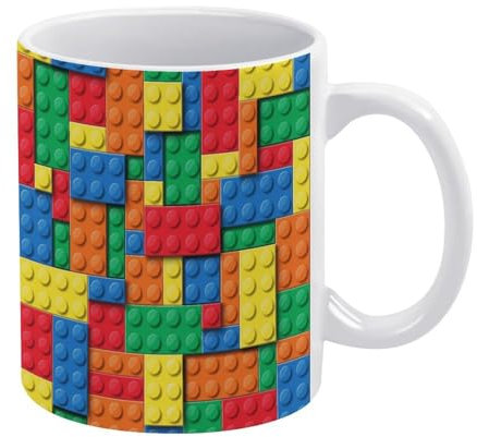 Kaffeetassen Bunte Bausteine, Personalisiert Kaffeebecher Mit Großem Henkel Keramik Tasse Für Freundin Männer Tee 330Ml