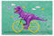 Tyrannosaurus Rex auf einem Kunst-Fahrrad, Leinwand-Poster, Schlafzimmer, Dekoration, Landschaft, Büro, Raumdekoration, Geschenk, 50 x 75 cm