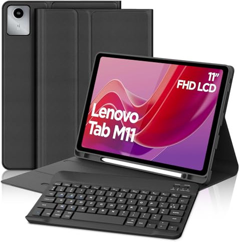 FOGARI Clavier pour Lenovo Tab M11 11'' 2024, AZERTY Français Clavier Bluetooth sans Fil, Intelligent Housse Clavier pour Lenovo Tab M11 Tablette TB-330XU/330FU - Noir
