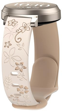 Floral Band Compatible with Garmin Lily 2, 14mm Soft Silicone Cute Women Two-Tone Flower Sport Strap Quick Release Replacement Adjustable Wristband for Lily 2 Active/2 Classic Smart Watch Accessory