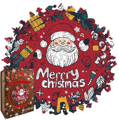 Jigsaw Puzzles,Christmas-Themed Wreath Design, Creative Christmas Wooden Puzzles for Adults - Holiday Memory Maker For Women Boys Girls Youth Teens Husband Son Daughter Family Friends Coworkers