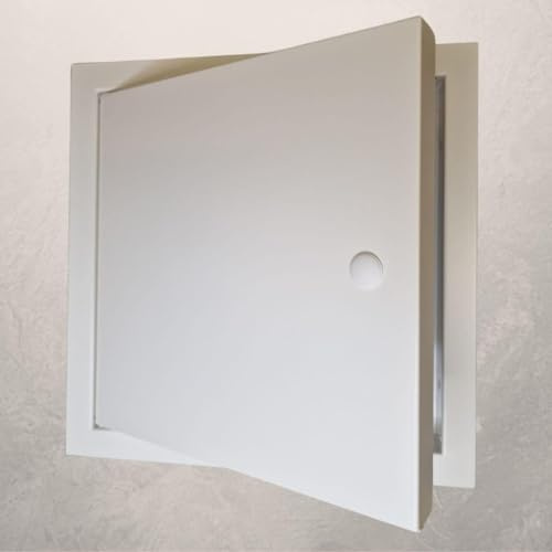 Access Panel Shop Ltd - Access Panel 300mm x 300mm Metal with Lock & Key – White Powder-Coated Zintec Steel Inspection Hatch for Walls & Ceilings | Picture Frame Design Access Door – Premium Quality