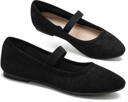 GLAMORA Ballerines Femme Bride Élastique Mary Jane Chaussures Plates Confortables Souples Légères Bout Rond Ballerine Classique Élégante Semelle Antidérapante Chaussures Femme Quotidien Travail Ville