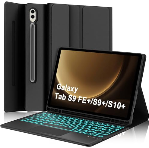 Hülle mit Tastatur für Samsung Galaxy Tab S9 FE+/ S9+/ S10+ Plus 12.4 Zoll