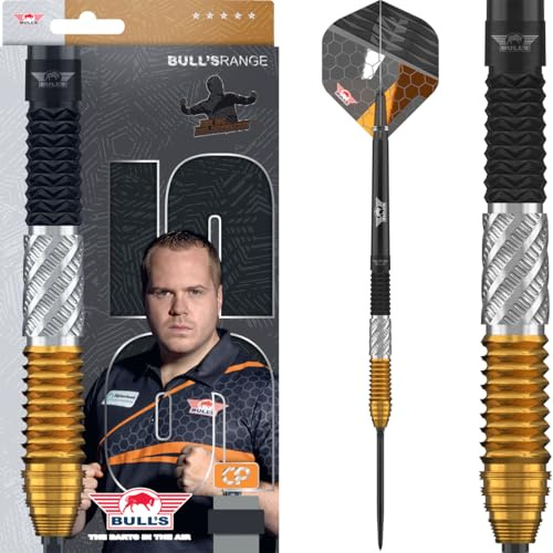 Bull's Dirk van Duijvenbode 95% Tungsten Steeldarts für enge Gruppierungen & mehr Scores - Triple Grip für volle Kontrolle, Profi Dartpfeile mit Metallspitze - CP Point System, 22g, 3er Steeldart Set