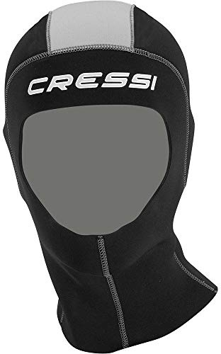 Cressi Draget Plus Hood Man 5mm - Neopren 5mm Kopfhaube mit Ausgezeichnette Passform, Schwarz/Silber, Herren