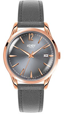 Henry London Unisex Datum klassisch Quarz Uhr mit Leder Armband HL39-S-0120