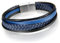 Cupimatch Men's Stainless Steel Magnetic Clasp Multi-Layer Black Blue Braided Leather Rope Bracelet Cuff (Blue) for Fathers Day