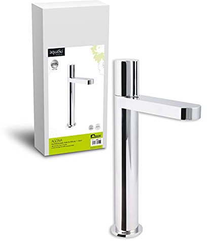 'aquaSu® Einhandmischer Agona für Waschtisch I Hoch I Chrom I Wasserhahn für Aufsatzwaschbecken I Einhebelmischer I Armatur I Mischbatterie