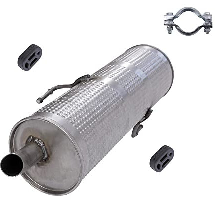 BESTPRICE Auspuff Schalldämpfer Set 1x Endschalldämpfer, mit Montagematerial Kompatibel mit PEUGEOT 206 Schrägheck (2A/C)
