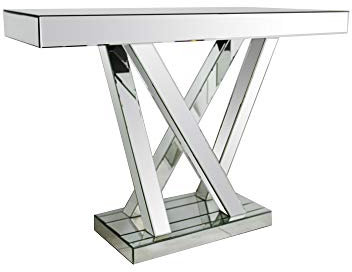 SalesFever Konsolentisch Poppy | Flurtisch aus MDF Holz | Oberflächen verspiegelt aus Glas | Beistelltisch rechteckig | Silber-farbig | Futuristisches Design