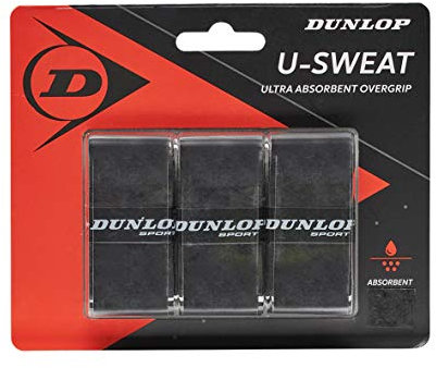 Dunlop Unisex U-Sweat Overgrip Griffband, Schwarz, 3 Stück