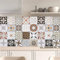 20pcs Vintage Tile Stickers, Kitchen Bathroom Wall Tile Stickers Peel and Stick on Tile Transfers Covers Decals Self Adhesive Vinyl Waterproof Grey Beige Moroccan Mosaic Art (15cm x 15cm, 6x6 inches)