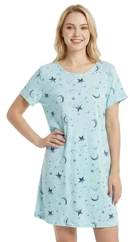 CHUNG Women Nighties Short Sleeve Above Knee Soft Cotton Nightdress Ladies loose Cute Animal Floral Print Summer Loungwear Sleepwear