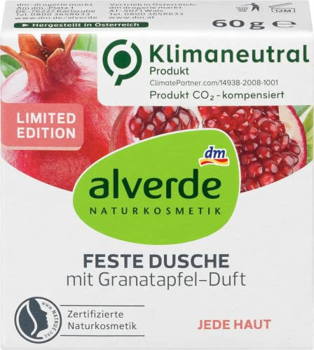 alverde NATURKOSMETIK Feste Dusche Festes Duschgel mit Granatapfel-Duft, 60 g