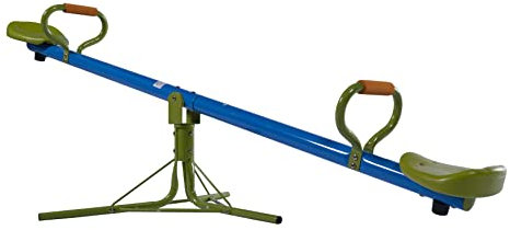 Sandora 40225 Kinder - Wippe mit 360° Rotation XSS006-50kg Gewicht pro Seite mit Boden - Anker für Spaß im eigenen Garten blau/grün