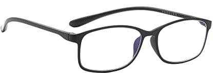 PROFLEX BluOptix Blue Light Blocking lightweight, flexible, scratch resistant, unisex (mens + womens), computer screen technology reading glasses (black, +4.0)