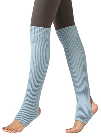 JK Home Guêtres en Tricot Femme Fille Chauffe-jambes Bleu