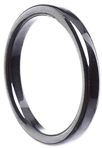 Dünner Ring aus Hämatit 3mm flach grau dunkelgrau schmal schlicht Steinring, Ringgröße:Innenumfang 52mm ~ Ø16.6mm