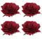 Sibba 4 Fermagli per Capelli A Forma di Fiore con Rose Spille Grandi Boutonniere per Balletto Copricapo in Tessuto per Feste Matrimoni Eventi (Rosso)