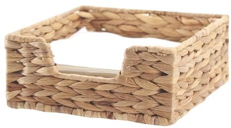 Decorasian Serviettenhalter geflochten aus Wasserhyazinthe – Servietten Aufbewahrung für Papierservietten bis 15cm – Halter im Vintage Boho Stil