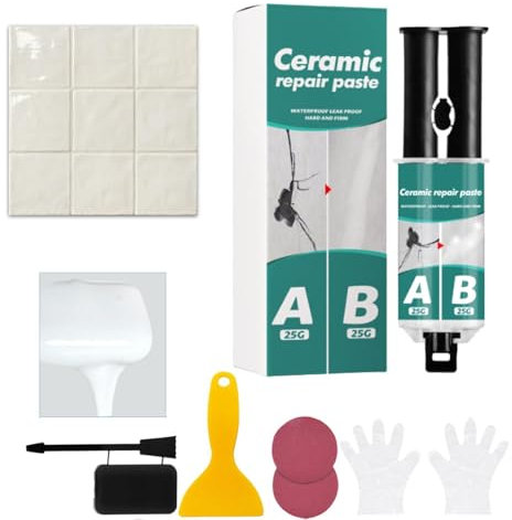 Kit De Reparación De Bañera Blanco, Kit Reparacion Baldosas, Juego De Reparación De Azulejos, Juego De Reparación De Bañeras, Esmalte Kit Reparacion Plato Ducha Para Arañazos, Agujeros