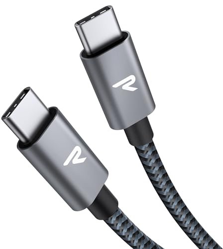 RAMPOW Cable USB C 100W Carga Rápida, 2 Metros - Cable Tipo C Trenzado Nylon Compatible con iPhone 16/15/15 Pro/Pro Max, Samsung Galaxy S24/S23/S22/S21, MacBook, iPad Air, Tabletas, Portátiles y Más