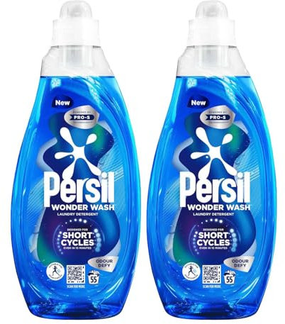 Persil Wonder Wash Liquid Detergent Stain Removal Designed for Shortest Cycles Even in 15 Minutes Fast Acting Formula with PRO-S Technology 55 Washes 1.485 Litre (Pack of 2, Odour Defy)