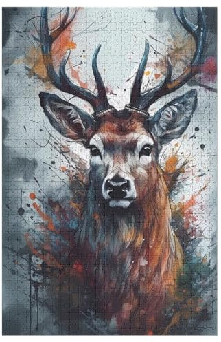 Hirsch,1000 Teile,Holzpuzzle,einzigartiges Puzzle,kreatives Puzzle,Geschenk Für Erwachsene,Familienspiel,Herausforderungsaktivität,(78×53cm)