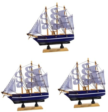 Vaguelly 3 Pcs Wooden Nautical Boat Cake Topper Graduation Cake Decor Creative Ship Design Cake Accessory