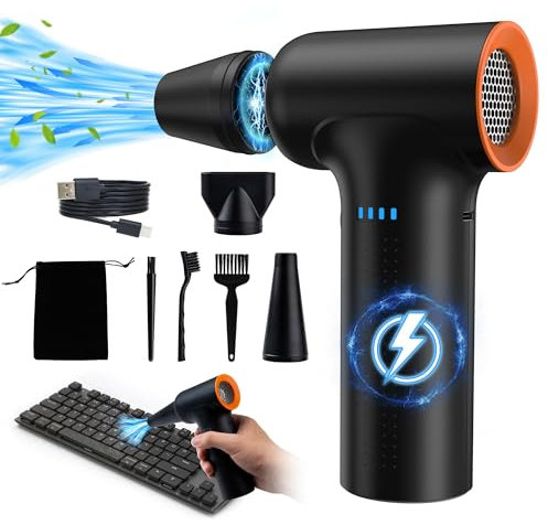 YEAHCO - Compressed Air Duster - 300000RPM High Speed Electric Air Duster, 120M/S, 3 Gears, 10000mAh, Rechargeable Turbo Fan, Jet Drying Fan for