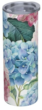 YXDVPALNE Pink Blue Hydrangea Water Bottle Insulated 20 Oz Stainless Steel Mug Vacuum Tumbler Water Flask