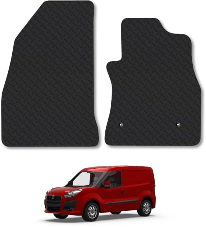 Fiat Doblo (2010-2022) 5mm Rubber Car Mats | Heavy Duty Rubber Tailored Fit Floor Mats Full Coverage Durable Waterproof Accessories Easy Clean Anti Slip Made in the UK