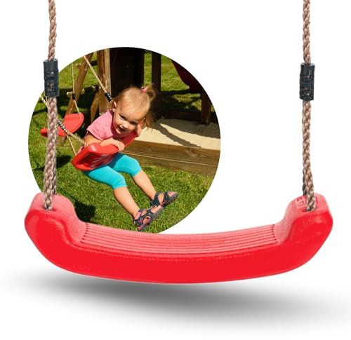 Spielturmking® Schaukel Garten Leonie - Kinderschaukel Outdoor Indoor - Schaukelsitz Kunststoff Schaukelbrett für Kinder zum Schaukeln - Brettschaukel - Höhenverstellbar - rutschfest (Rot)