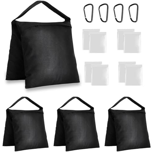 4 Stück Sandbags,Sandsack für Stativ Fotografie,27 x 58.5cm Oxford 600D GegenGewichte mit Haken und Verschließbarem Beutel,zur Beschwerung Abspannung Einer Bespannung